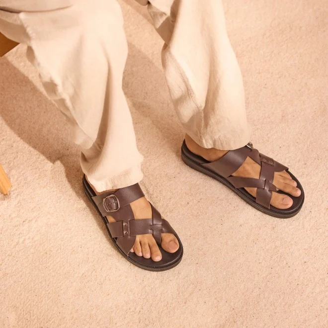 Men Brown Casual Slippers