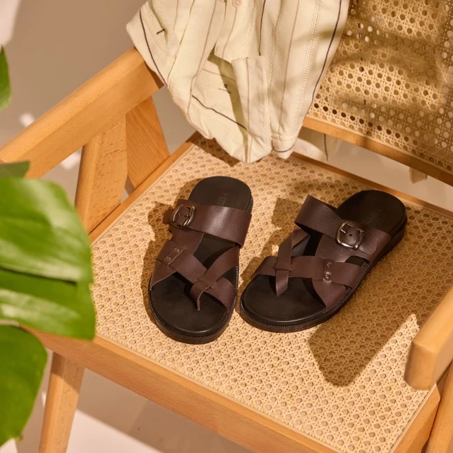 Men Brown Casual Slippers